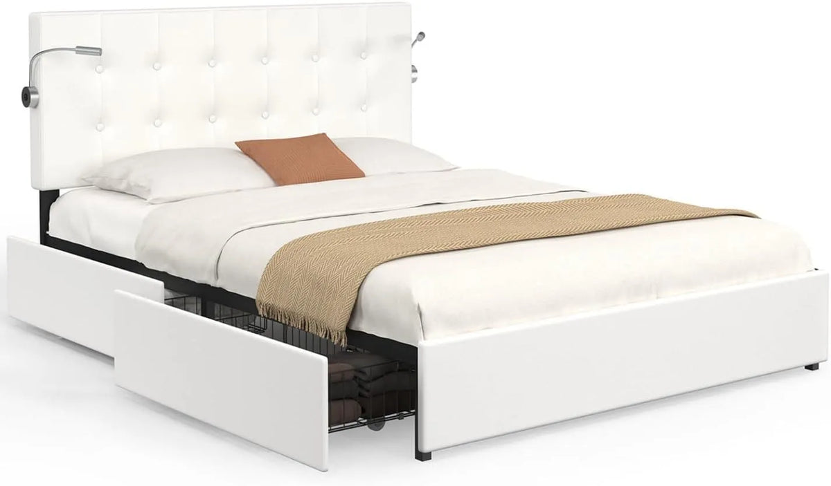 IDMarket – MAEL 140, avec tiroirs, avec roulettes, 2 tiroirs, 140 × 190 cm, blanc