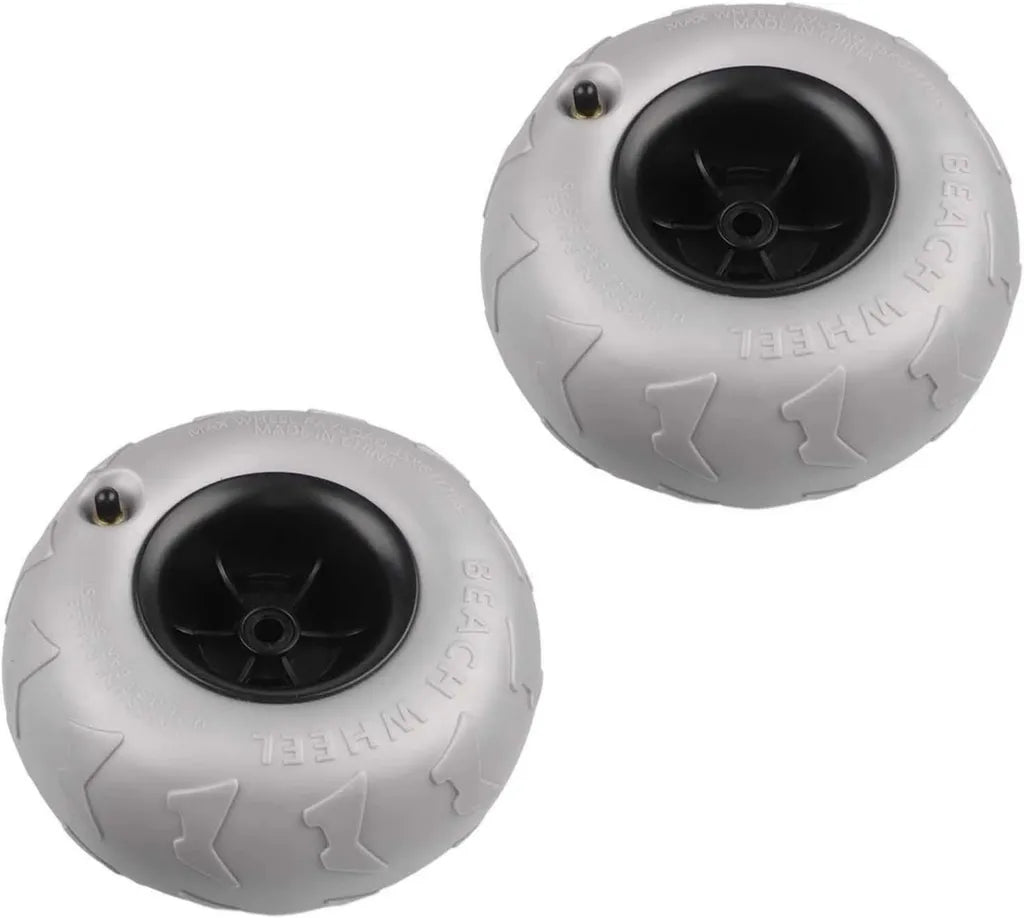Paire de Roues Pneumatiques en PVC Gris pour Chariot de Kayak et Plage, 205 x 115 mm
