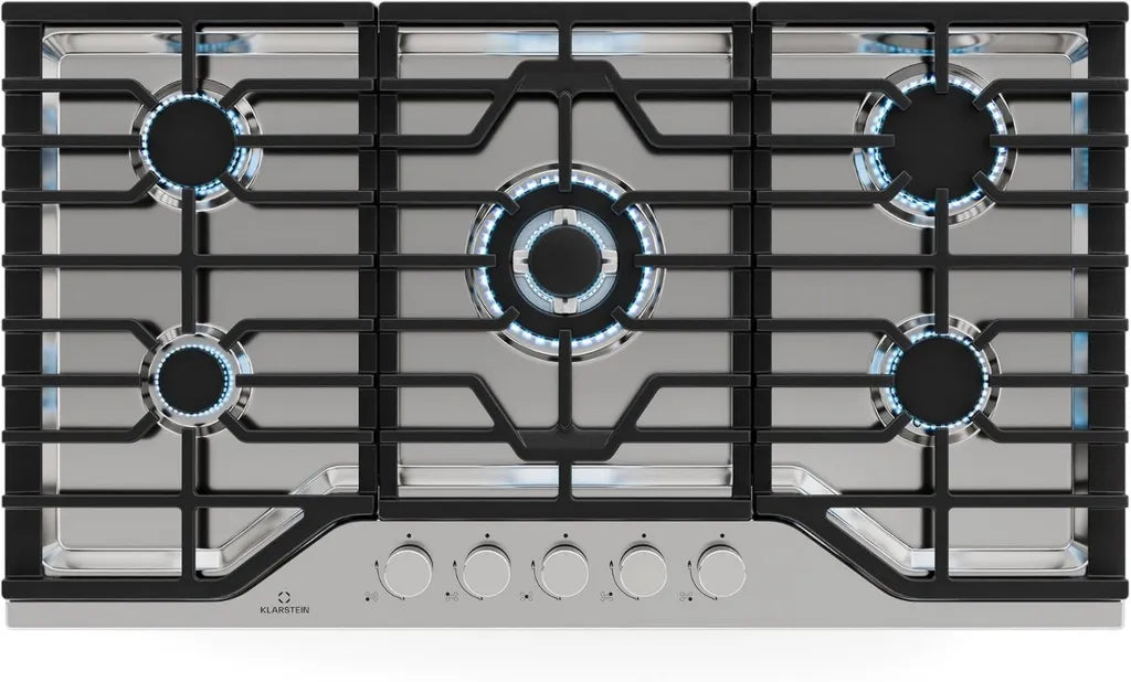 Plaque de Cuisson à Gaz Klarstein avec 5 Brûleurs en Inox et Sécurité Intégrée