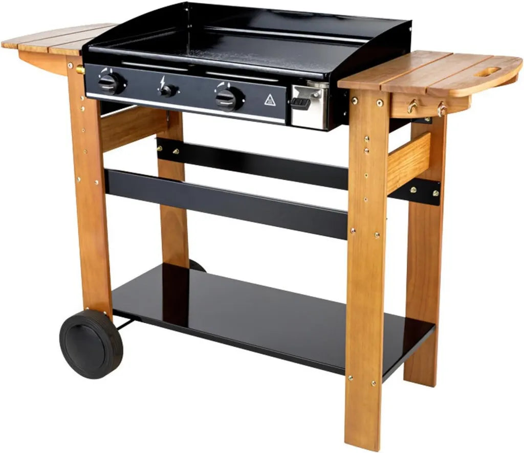 Plancha à gaz ASCAIN 2 feux 6 kW en bois