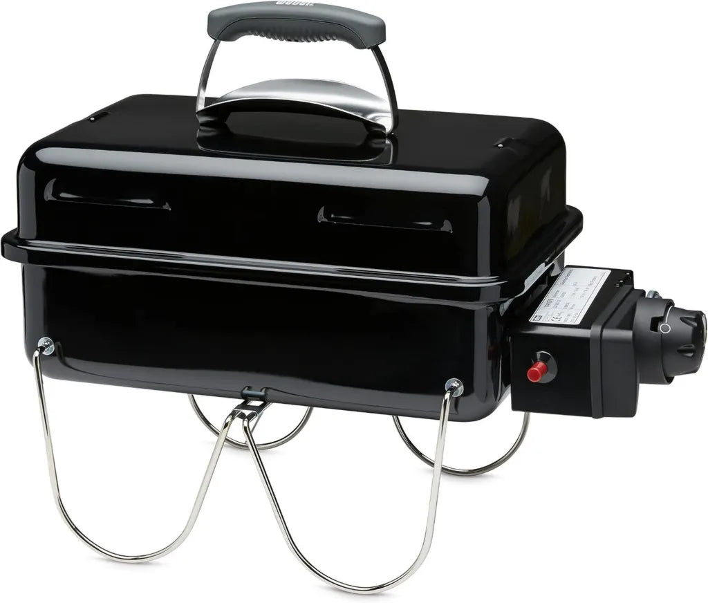 Weber Barbecue à Gaz Portable Go-Anywhere, Léger et Compact, Allumage Piézo, Pieds Repliables, Surface de Cuisson 42x26cm, Idéal pour Camping