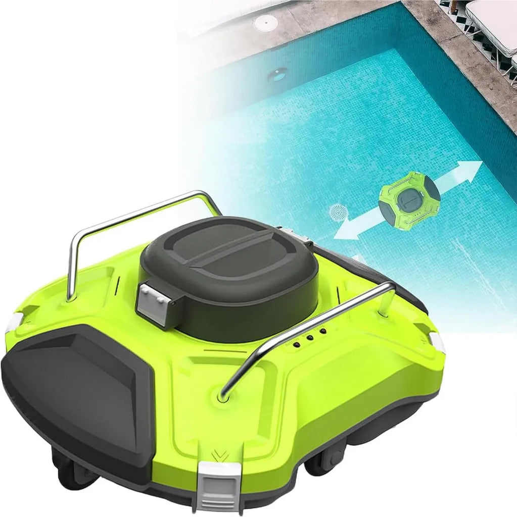 Robot Nettoyeur de Piscine Automatique, Autonomie 120 min, pour Piscines Hors Sol et Creusées, Puissance d'Aspiration 1000 sq ft, Couleur Verte