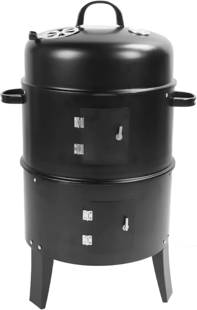 Fumoir à Charbon 3-en-1 Portable avec Thermomètre, Idéal pour Barbecue et Randonnée