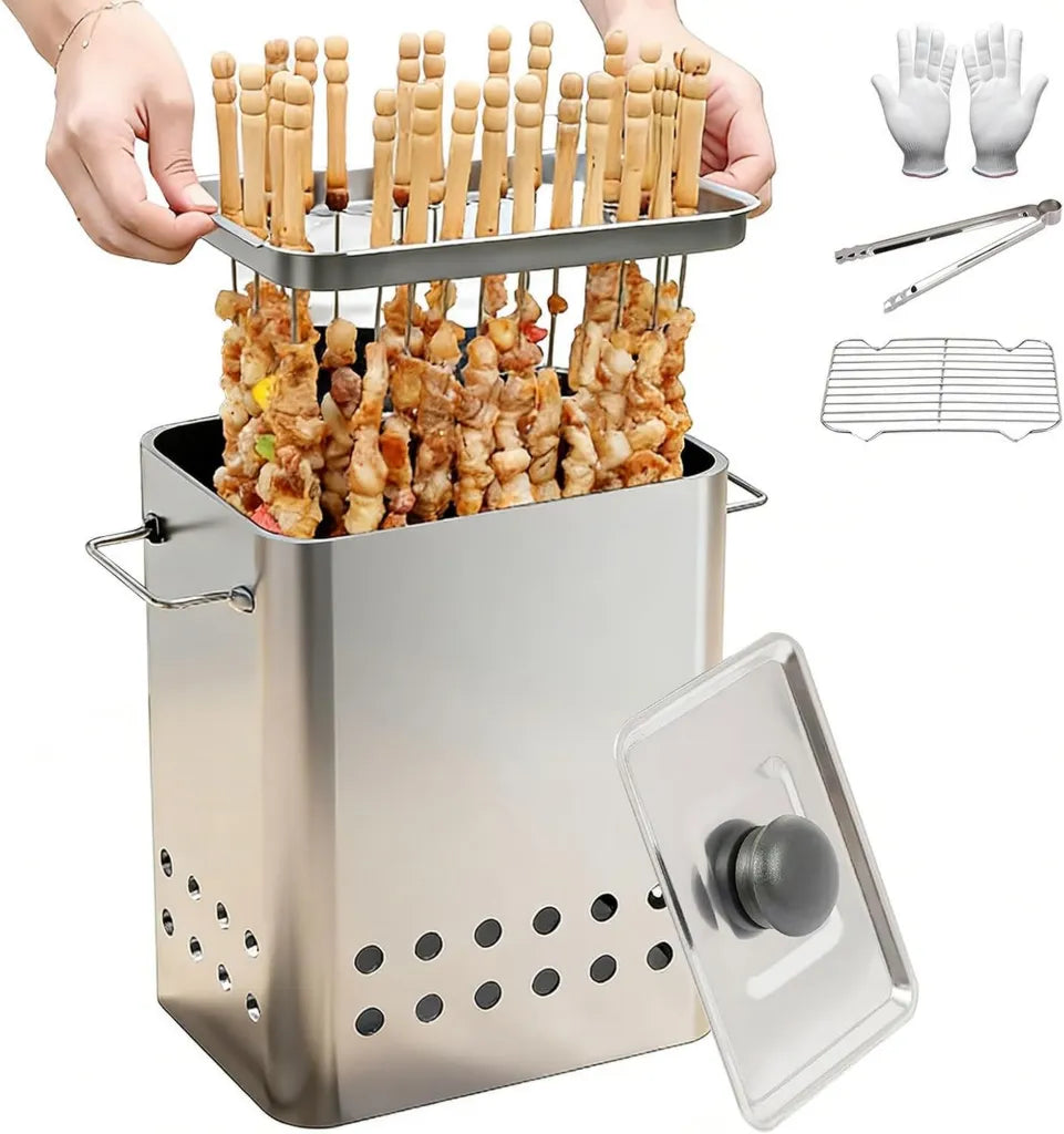 Fumoir vertical portable en acier inoxydable, cuisson uniforme à 360° pour barbecue et jardin