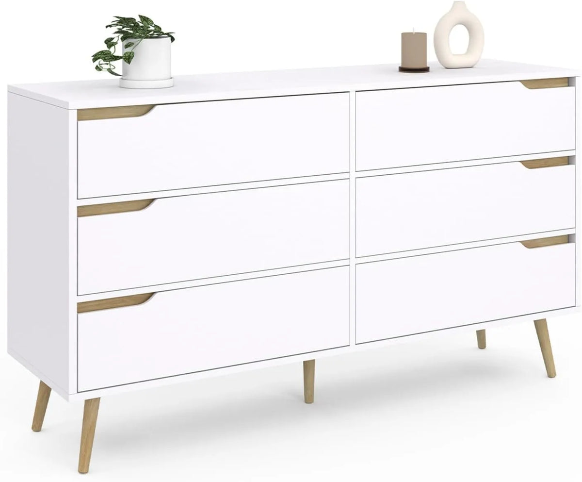 IDMarket – avec tiroirs, 6 tiroirs, 140 cm, blanc
