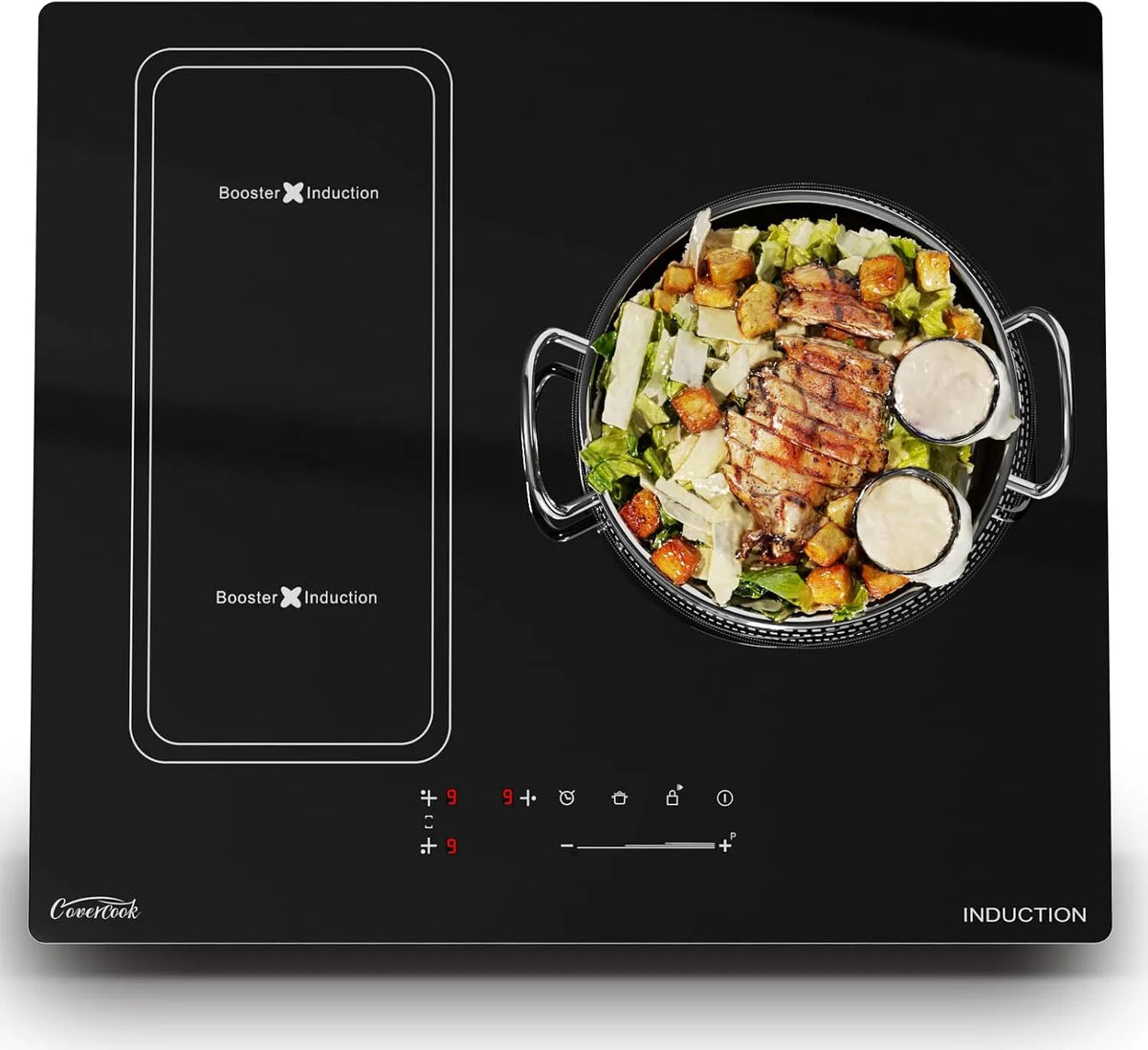 Plaque à induction, 60 cm, 3 foyers, table de cuisson à induction, Boost, tactile, minuteur