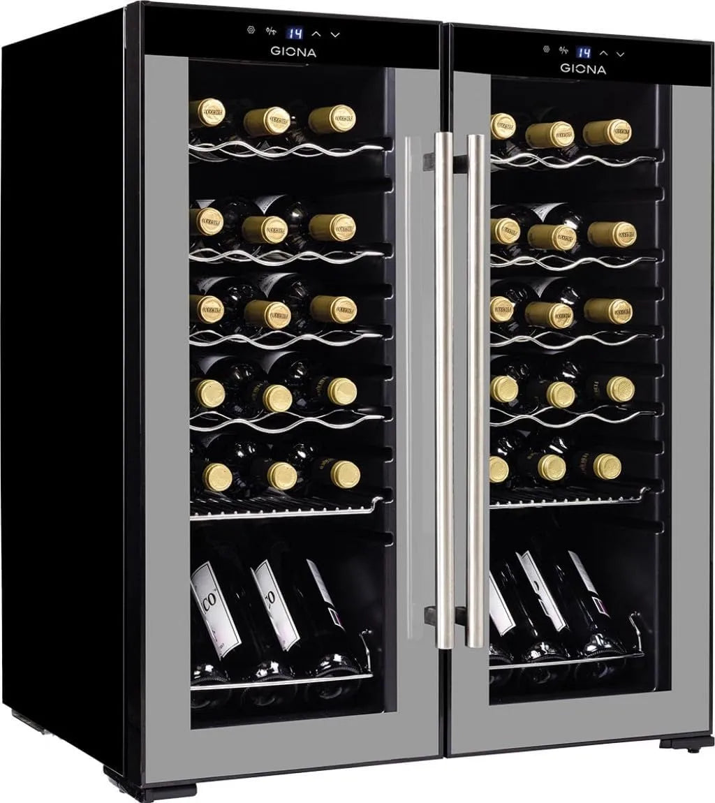 Cave à vin électrique CVG36CF2T, 36 bouteilles, 2 zones de température, noir, double zone, froid ventilé, serrure