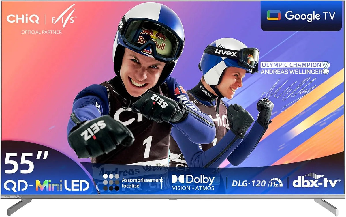 Google M55QN9G Smart TV, 55 pouces, 60 Hz, téléviseur, 4K UHD, QLED, HDR, Dolby Vision & Atmos, 60Hz MEMC & DLG 120Hz, HDR10, Local Dimming
