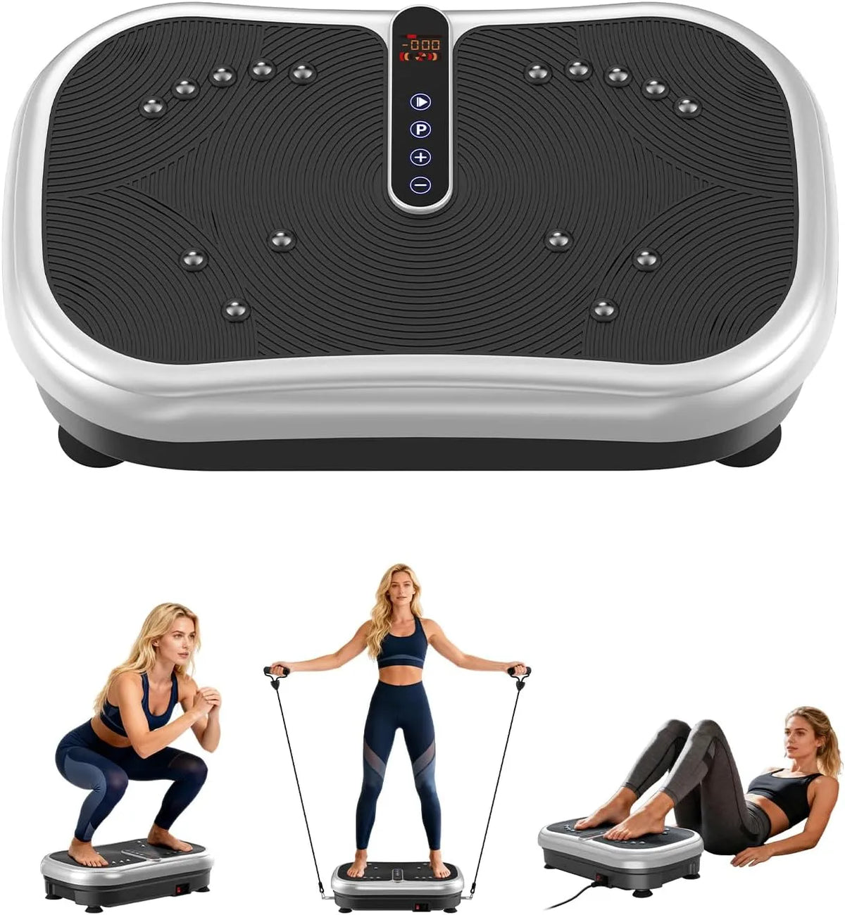 120 Niveaux, Vibrante 200W, Télécommande, Portée 120 kg, Plateforme, Raffermissement Musculaire et Récupération - Idéal pour Maison