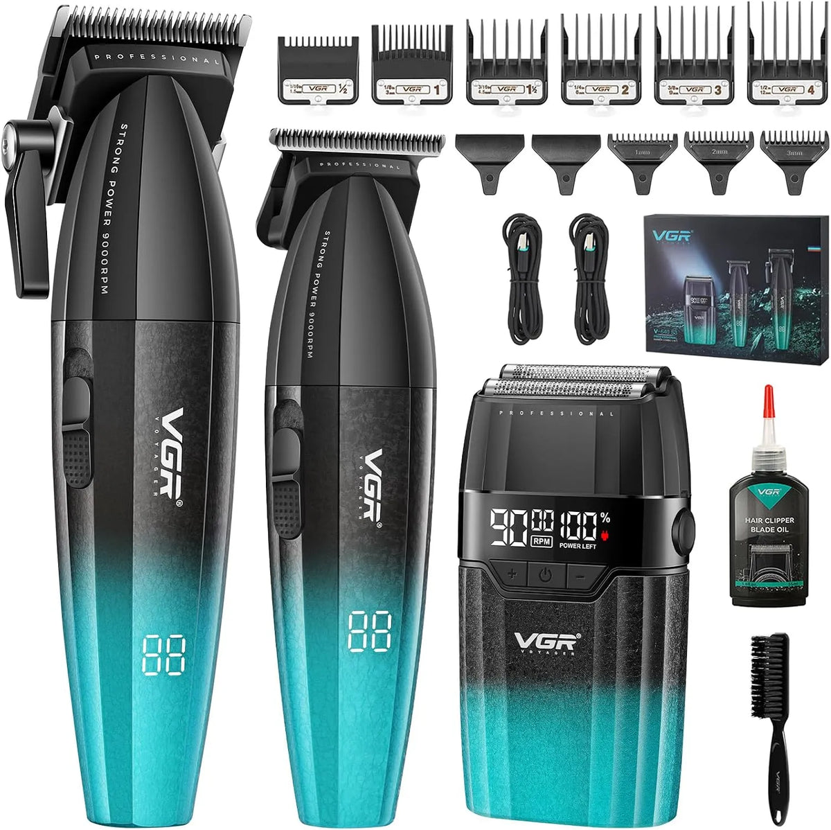 Produit MAx 9000 RPM, VGR 640 S3 Tondeuse Cheveux Pour Hommes Professionnel, Sans Fil Tondeuse Finition et Rasoir À Grille Kit de Coupe de Cheveux