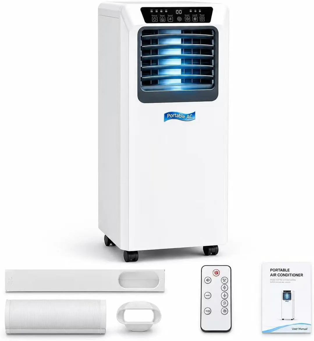 Climatiseur 9000BTU, minuteur, Minuterie 24 h, Climatiseur Mobile 7000/9000 BTU avec Télécommande et Kit Fenêtre 9000BTU, Fonctions Ventilation