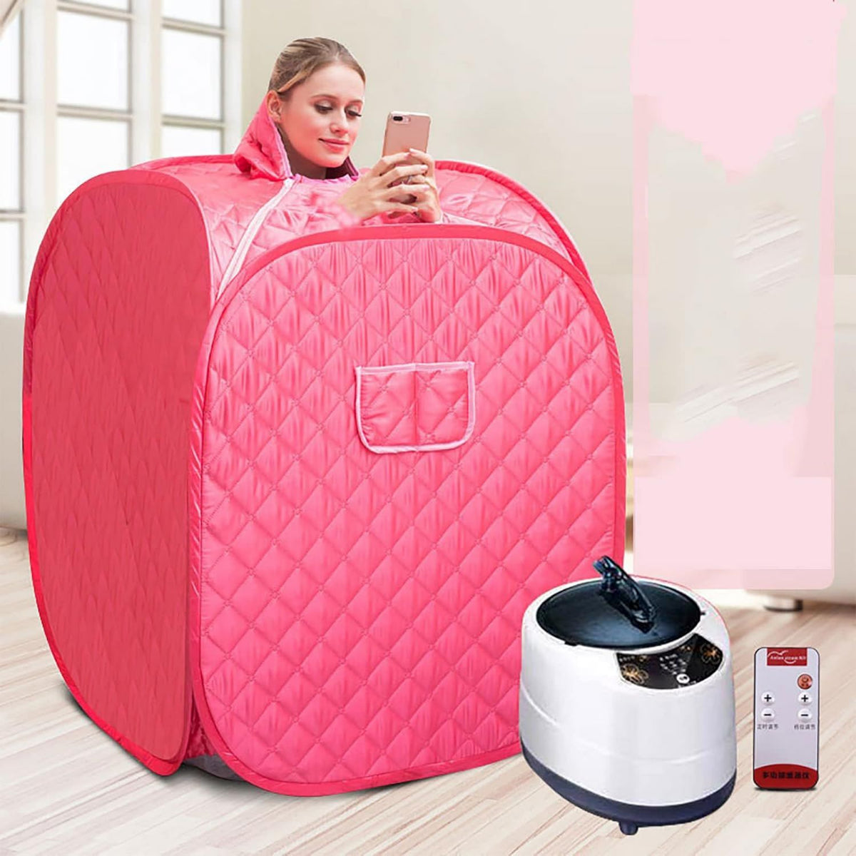 Sauna vapeur portable - réglable, avec télécommande, vitesse réglable, format portable, 5 Vitesses