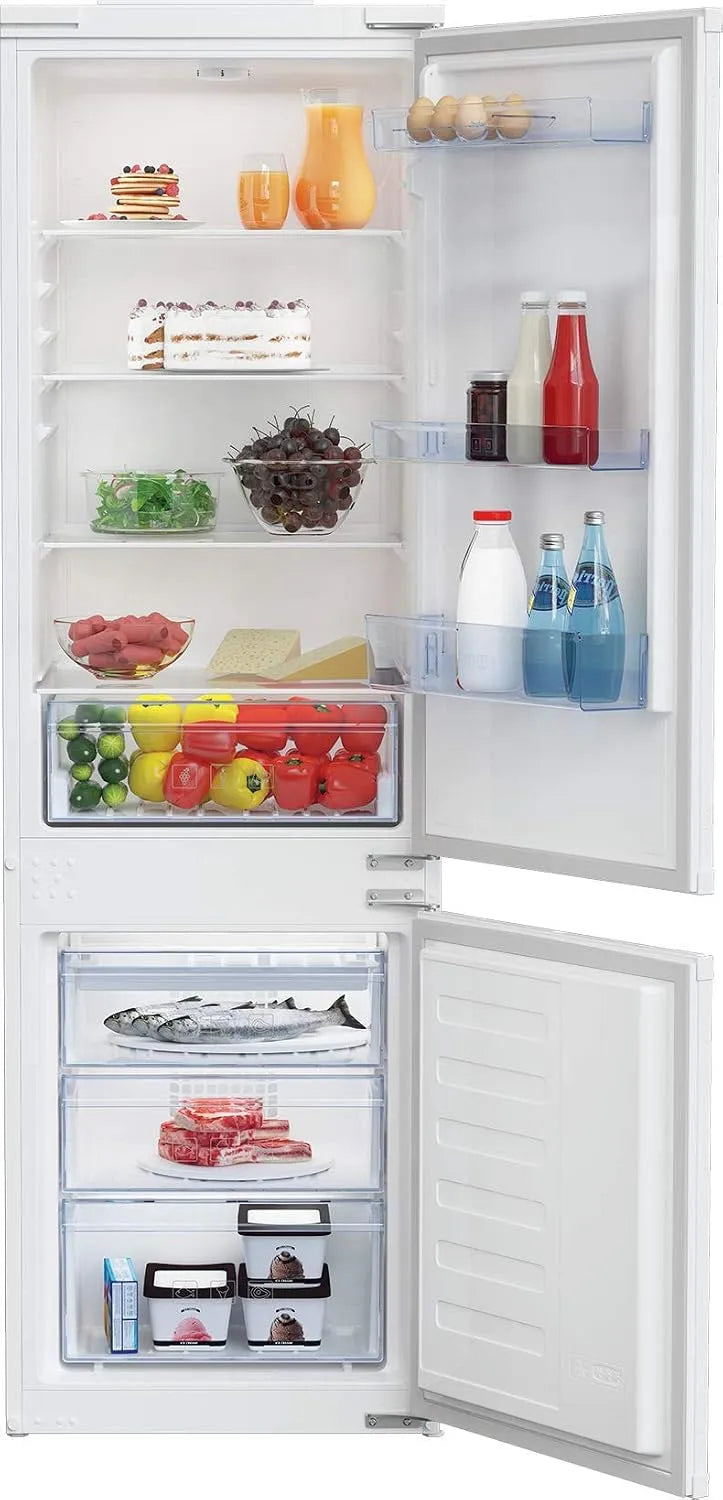 Beko BCSA285K4SN Réfrigérateur combiné, 271 L, 35 dB, classe énergétique E, Inverter, encastrable, frigo avec congélateur, + 78L, Zone 0°C