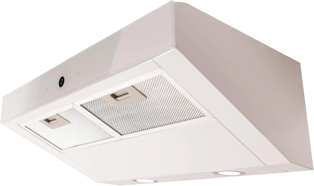 Respekta CH12060W Hotte aspirante, 60 cm, 64 dB, hotte de cuisine, évacuation et recyclage, encastrable, acier inoxydable, blanc, 55, Fonction