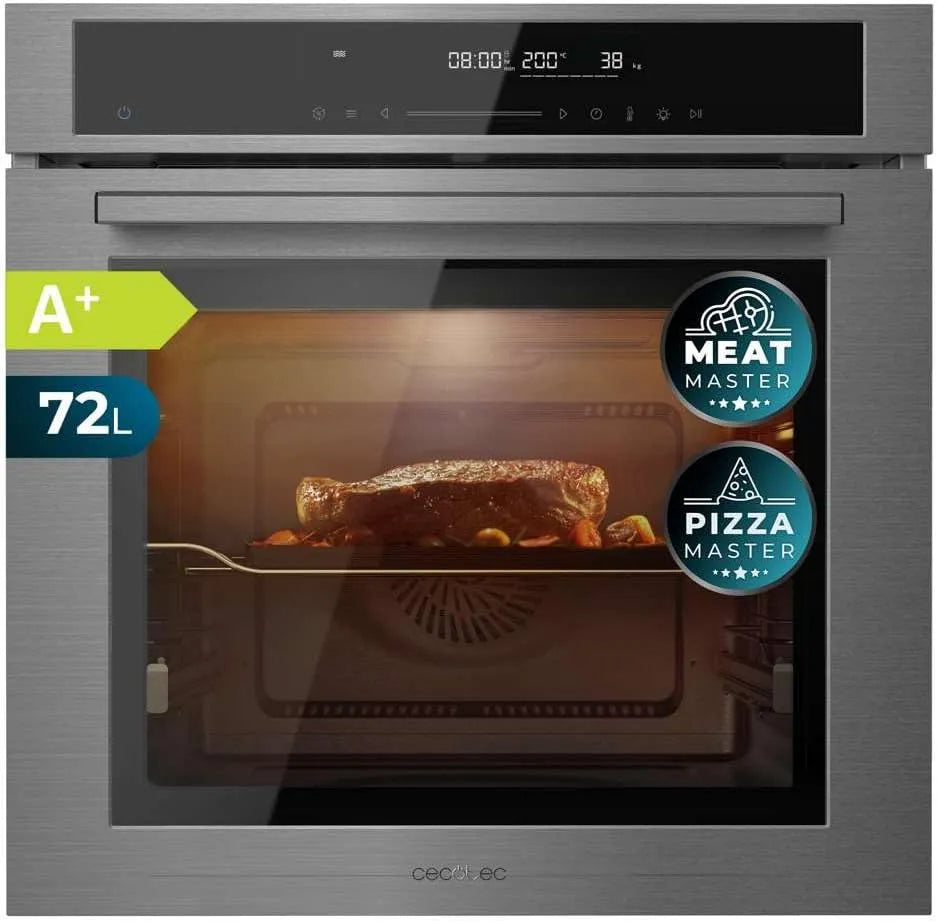 Cecotec Bolero Hexa SM406000 Four électrique à pizza, 60cm, 72 L, 2900 W, 12 programmes, encastrable, minuteur, décongélation, Steam Assist, 72L