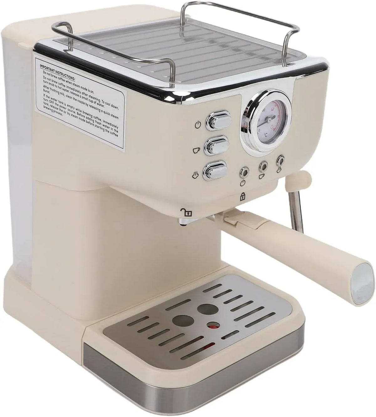 Machine à expresso, 1,5 L, grand réservoir, vapeur, professionnel, acier inoxydable, Machine à Cappuccino 20 avec Baguette à Vapeur
