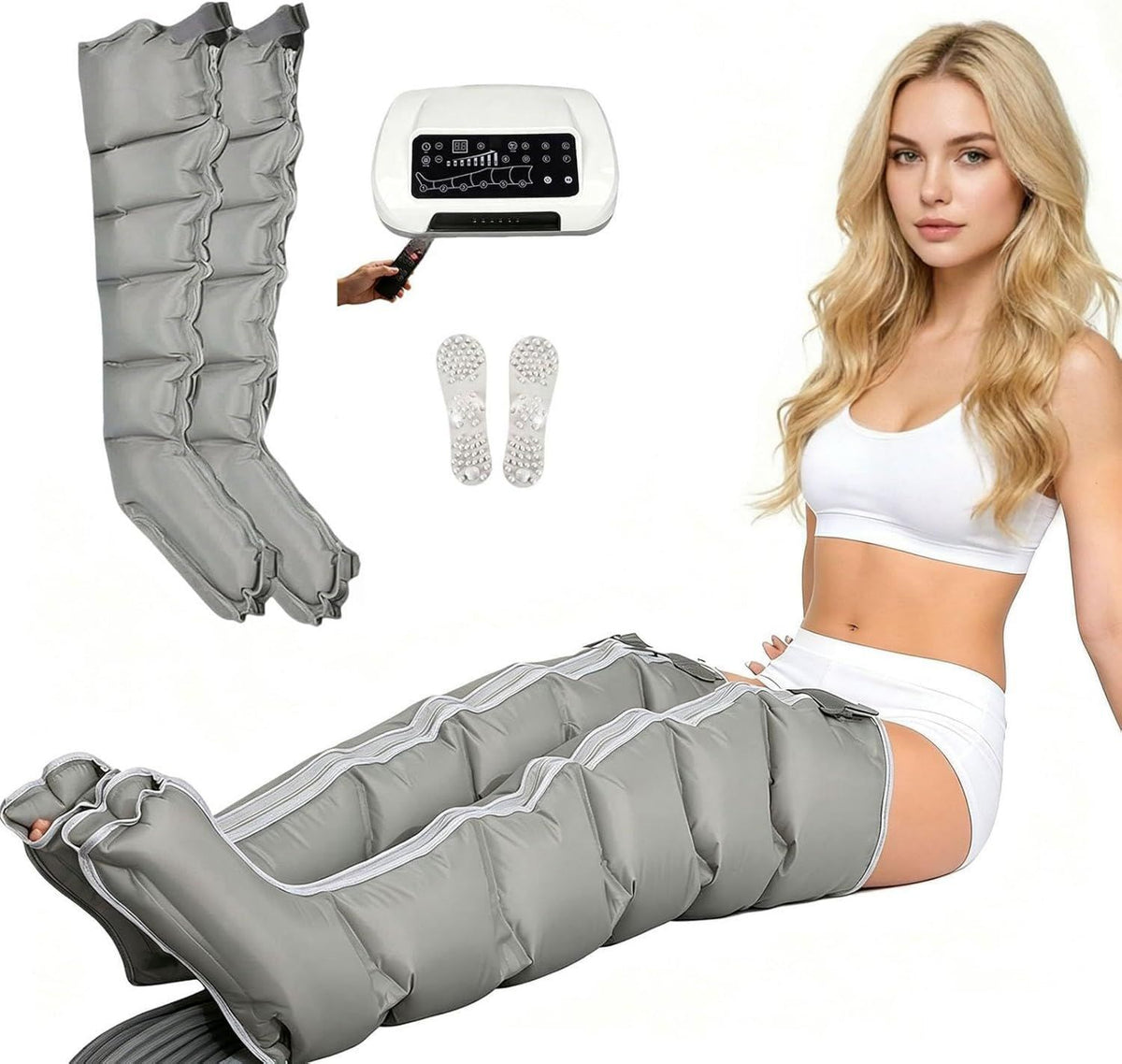 Bottes de pressothérapie – massage par compression d'air, avec télécommande, 240 mmHg