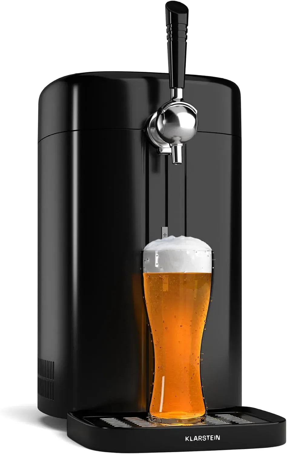 Klarstein Évier de cuisine, 5 L, 3 à 12 °C, noir, Système de Pression CO₂, Refroidissement Thermoélectrique 3-12°C, Fûts 5L