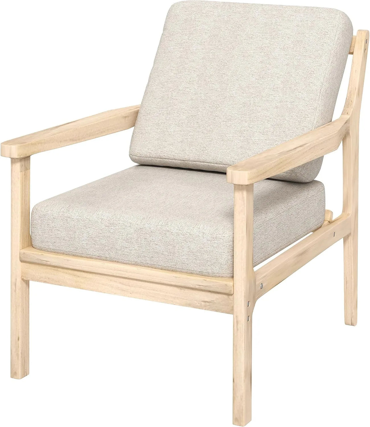 HOMCOM Chaise – revêtement en tissu, en bois, avec accoudoirs, avec coussins, 62 × 82 × 82 cm, beige