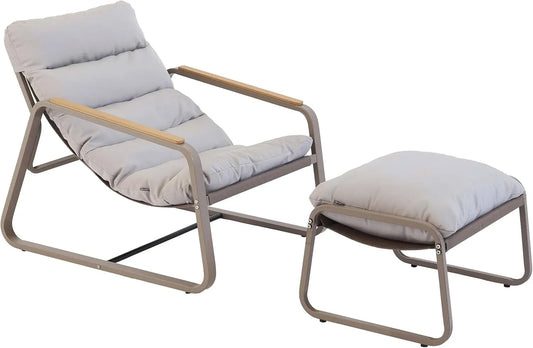 Fauteuil relax et fauteuil inclinable – en acier, beige