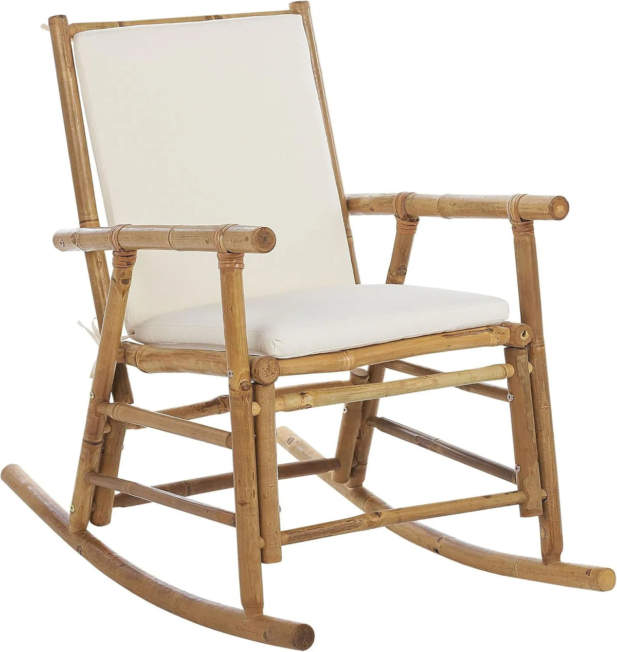 Fauteuil à bascule — avec coussins, blanc