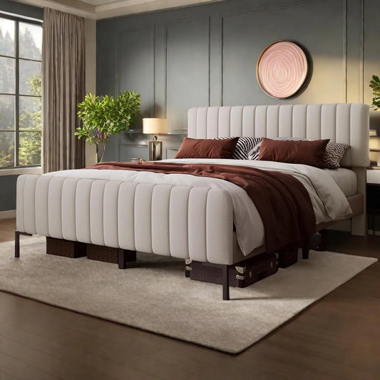Lit 180x200 avec Sommier — réglable, 180 × 200, hauteur réglable, revêtement en tissu
