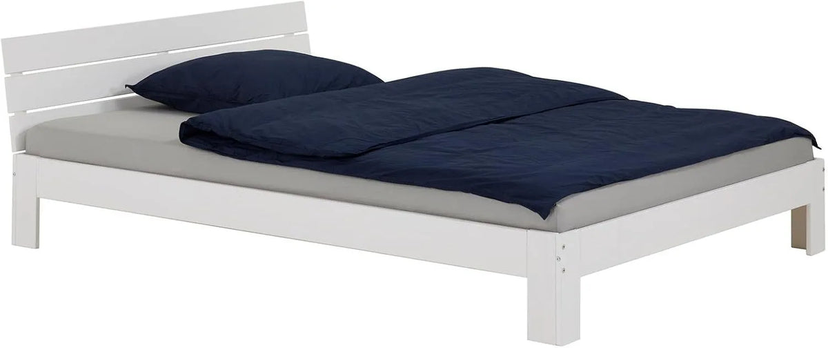Lit Double pour Adulte Thomas avec tête de lit – 2 Places, 140 × 200 cm, blanc