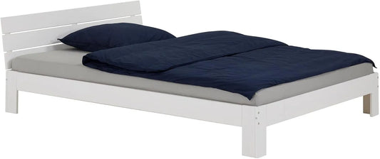 Lit Double pour Adulte Thomas avec tête de lit – 2 Places, 140 × 200 cm, blanc
