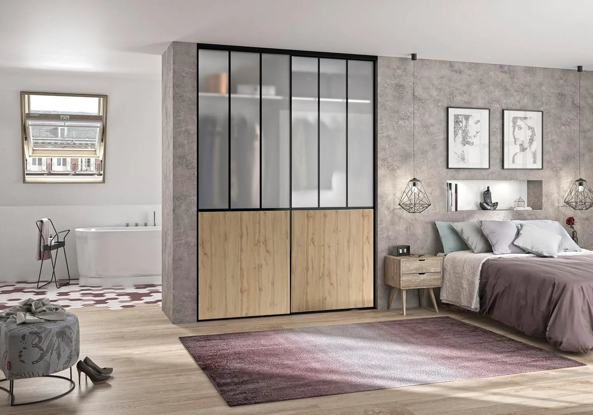 Kit de 2 Portes de Placard coulissantes — 250 cm, 180 cm, noir