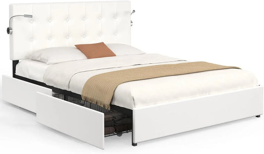 IDMarket – MAEL 140, avec tiroirs, avec roulettes, 2 tiroirs, 140 × 190 cm, blanc