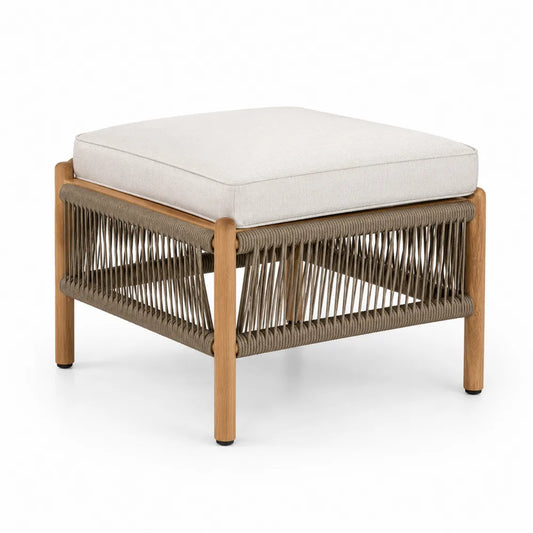 Pouf en bois et corde avec coussin en polyester