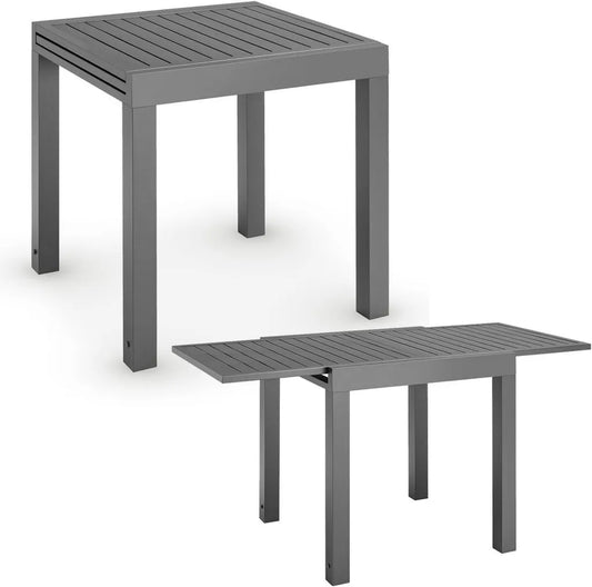 Table de Jardin Extensible en Aluminium Anthracite 70x70 cm