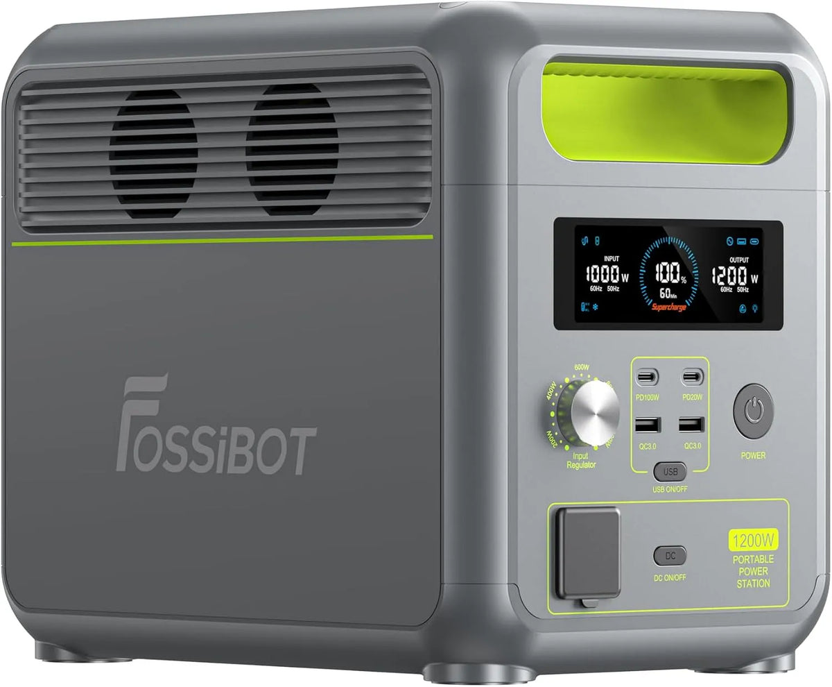 FOSSiBOT F1200 Station électrique portable et générateur solaire, 1024Wh, 1200W, 2400W, alimentation solaire, pour camping et camping-car