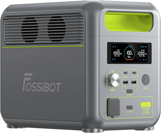 FOSSiBOT F1200 Station électrique portable et générateur solaire, 1024Wh, 1200W, 2400W, alimentation solaire, pour camping et camping-car
