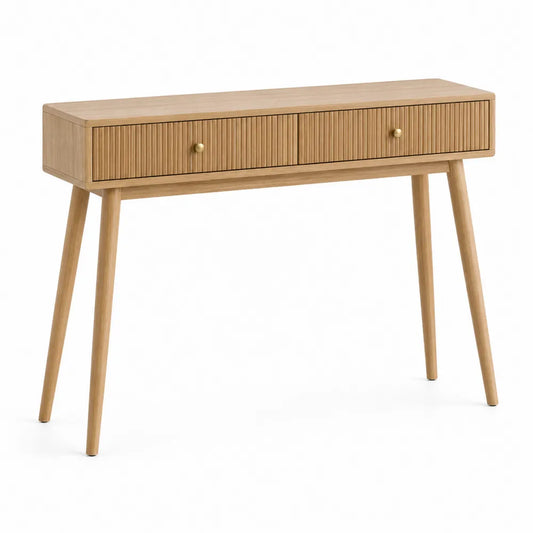Console en bois de chêne avec tiroirs, 120x35x75 cm