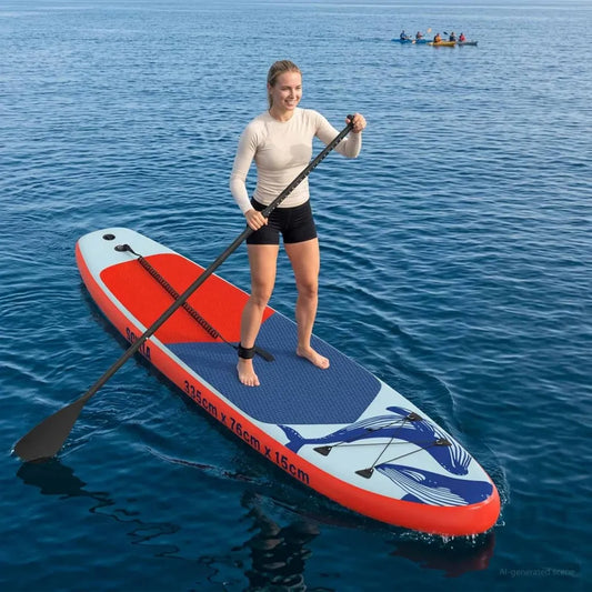 Planche de Stand-Up Paddle Gonflable 335 x 76 x 15 cm avec Accessoires Complets pour Sports Nautiques