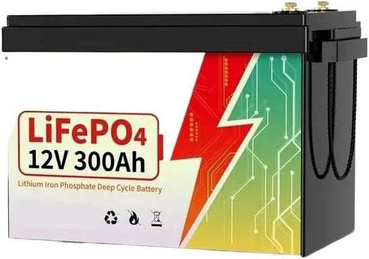 LiFePO4 Batterie lithium LiFePO4 et batterie solaire à décharge profonde, 300Ah, 12V, avec BMS, 200A