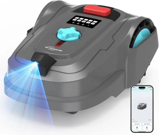 Robot Tondeuse YARDCARE M800Plus GPS et IA, Idéal pour Jardins 800 m², Coupe en U, Contrôle par Application, Évitement d'Obstacles, Vert/Gris