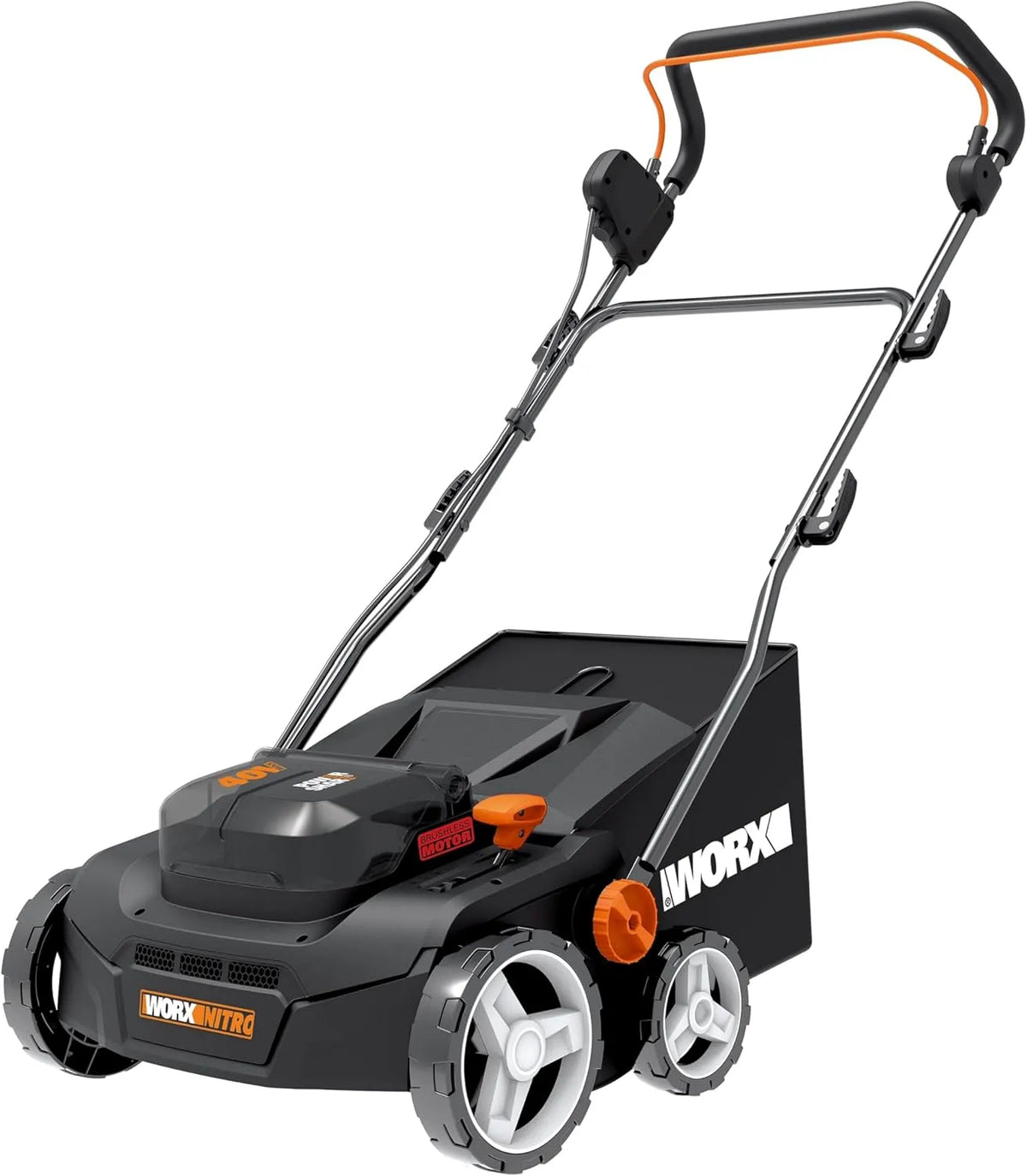 WORX WG855E Scarificateur pour retirer le feutre et aérer le sol pendant l'entretien du gazon, WG855E.9, sans fil, moteur sans balais, 36 cm, 40V