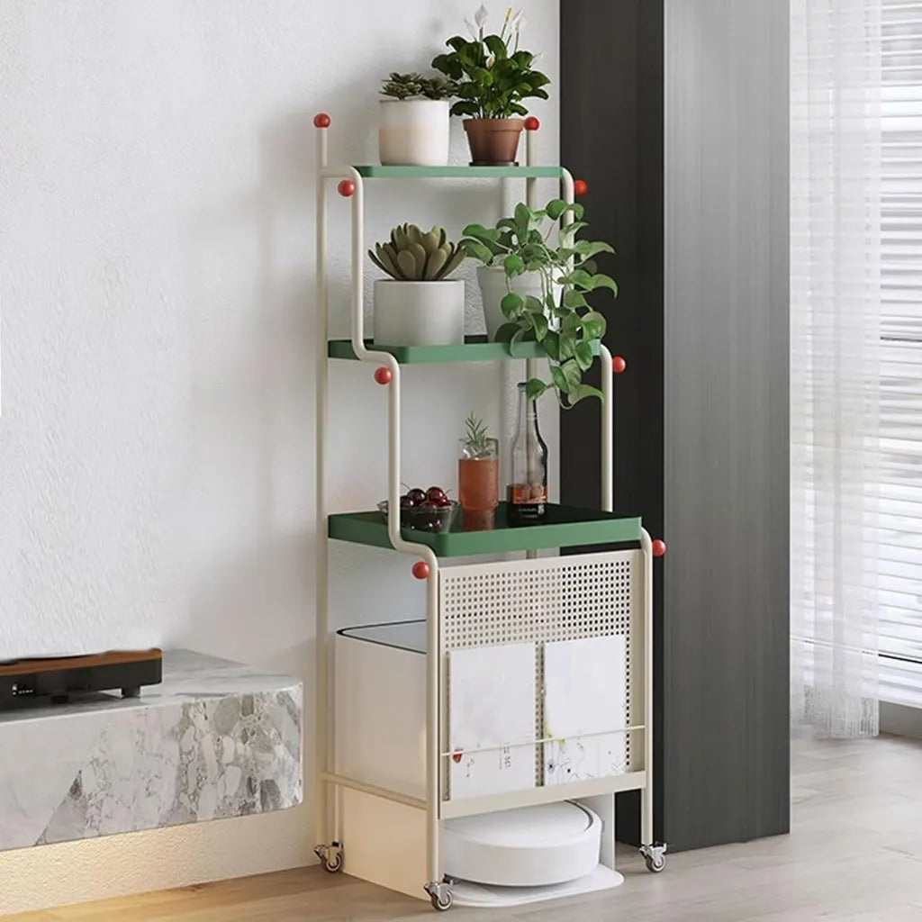 Étagère de Rangement en Acier à 3 Niveaux avec Roulettes pour Usage Domestique