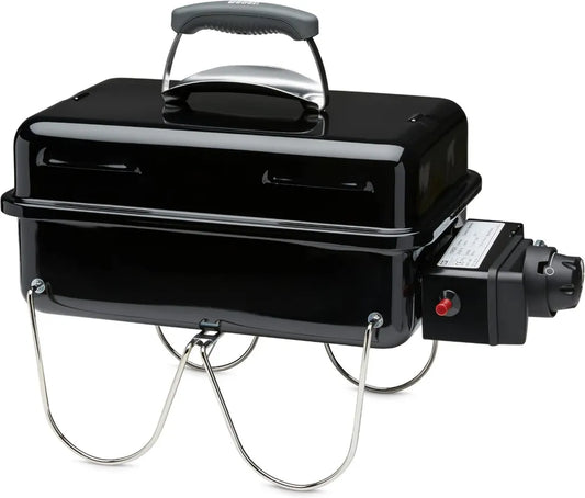 Weber Barbecue à Gaz Portable Go-Anywhere, Léger et Compact, Allumage Piézo, Pieds Repliables, Surface de Cuisson 42x26cm, Idéal pour Camping