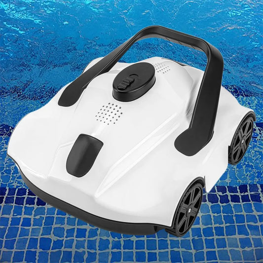 Aspirateur Robot Sans Fil pour Piscine, Puissance d'Aspiration Automatique, Moteurs Doubles, Filtre 180μm pour Piscines Enterrées ou Hors Sol