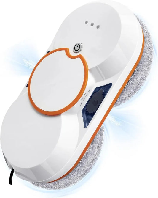 Robot nettoyeur de vitres intelligent Kouamor - Aspiration puissante 5600 Pa avec pulvérisation automatique, télécommande incluse, 10 chiffons microfibres pour fenêtres, portes vitrées et carrelage