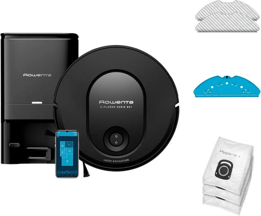 Aspirateur Robot Rowenta X-Plorer Série 65+ avec Station de Vidage, Laser, Noir
