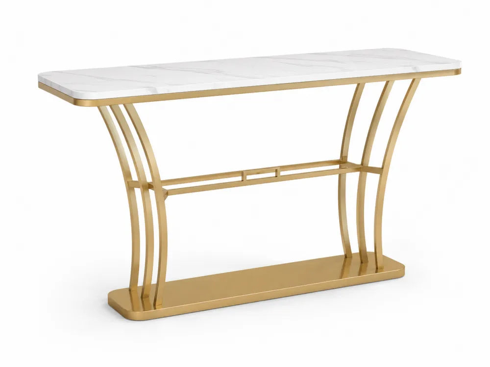Console en marbre blanc et métal doré