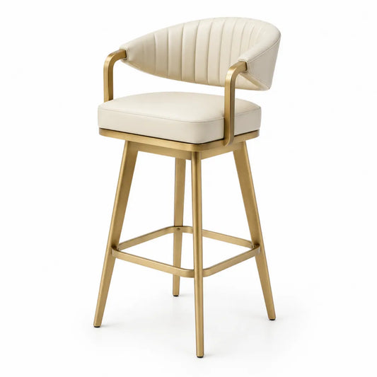 Tabouret de bar en cuir synthétique et métal doré