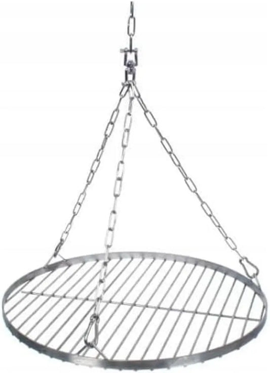 Grille de barbecue en inox Ø80 cm avec manivelle réglable - Idéal pour brasero et feu de camp