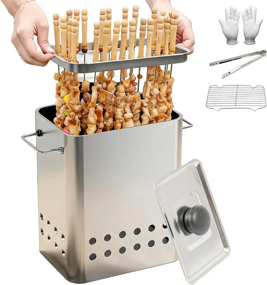 Fumoir vertical portable en acier inoxydable, cuisson uniforme à 360° pour barbecue et jardin
