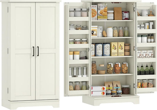 HOMCOM Armoire de rangement: en bois, avec Bibliothèque et étagère de rangements, réglable, 5 Niveau ×, 60 × 40 × 120 cm, avec étagères