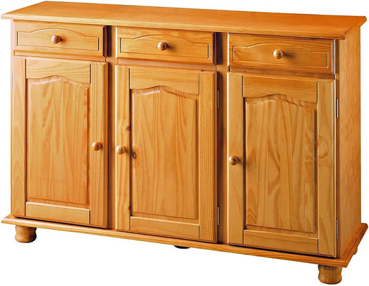 Buffet et meuble de rangement 3 Portes en pin Massif Coloris Miel – 86 cm